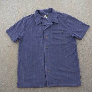 Reef Shirt Mens Medium Blue Button Up French Terry Cloth Button Up New